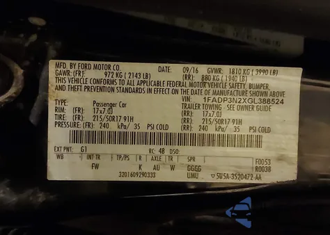 2016 Ford Focus Titanium from USA, damaged, VIN 1FADP3N2XGL388524